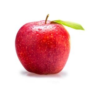 red apple with leaf