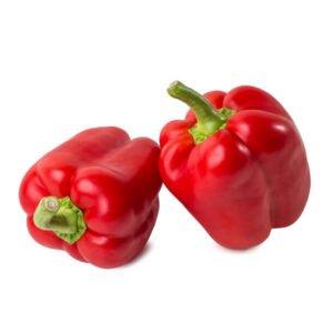 fresh red bell pepper isolated on white background close up