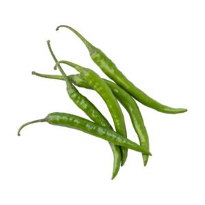 fresh green chili peppers isolated on white background