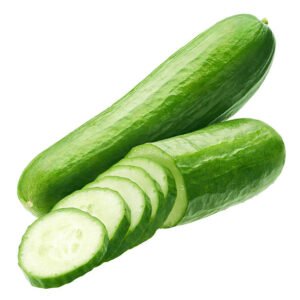 whole and slices cucumber isolated clipping path included